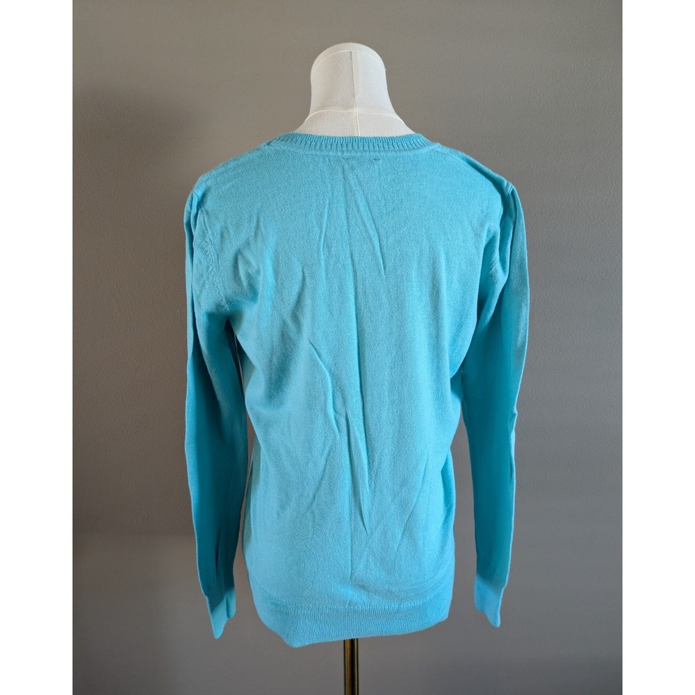 Worthington Blue Tight-Knit Crew Neck Long Sleeve Pullover Sweater Large - Picture 4 of 6